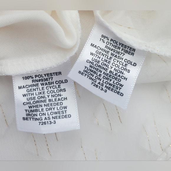 Liz Claiborne Chiffon Keyhole Blouse Long Sleeves Ivory Gold Size XS - Picture 8 of 13